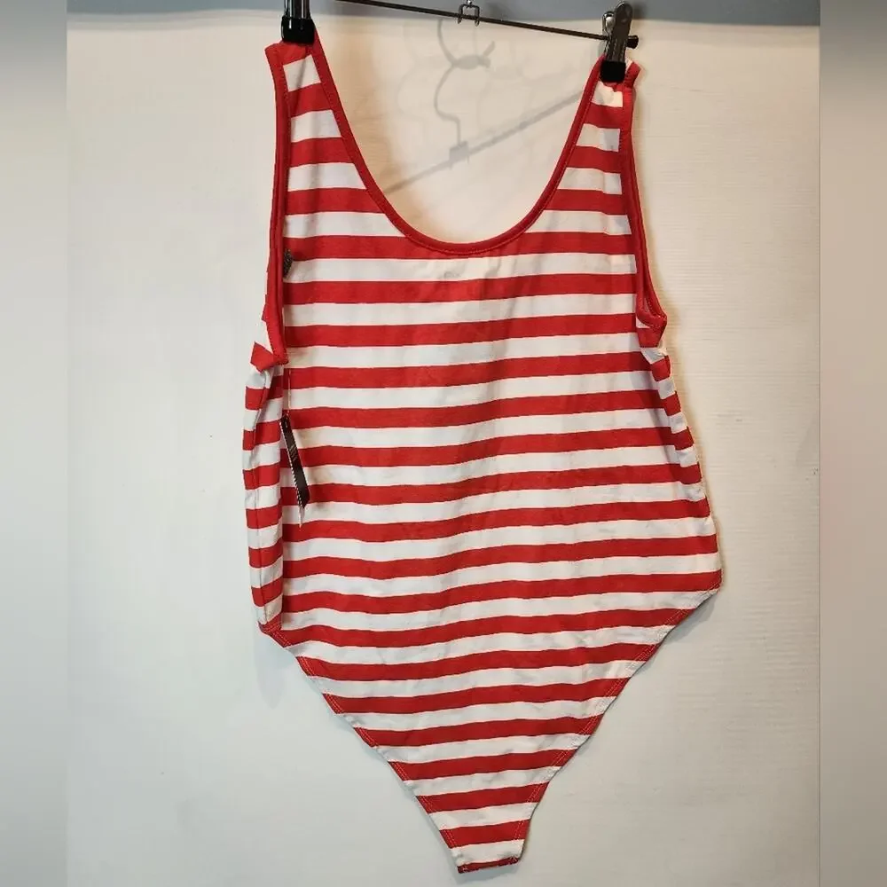 New Red & White One Piece Swimsuit Tank‎ USA Striped Bathing Suit Size XXL